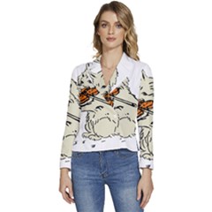 Cat Playing The Violin Art Women s Long Sleeve Revers Collar Cropped Jacket by oldshool