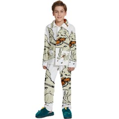 Cat Playing The Violin Art Kids  Long Sleeve Velvet Pajamas Set