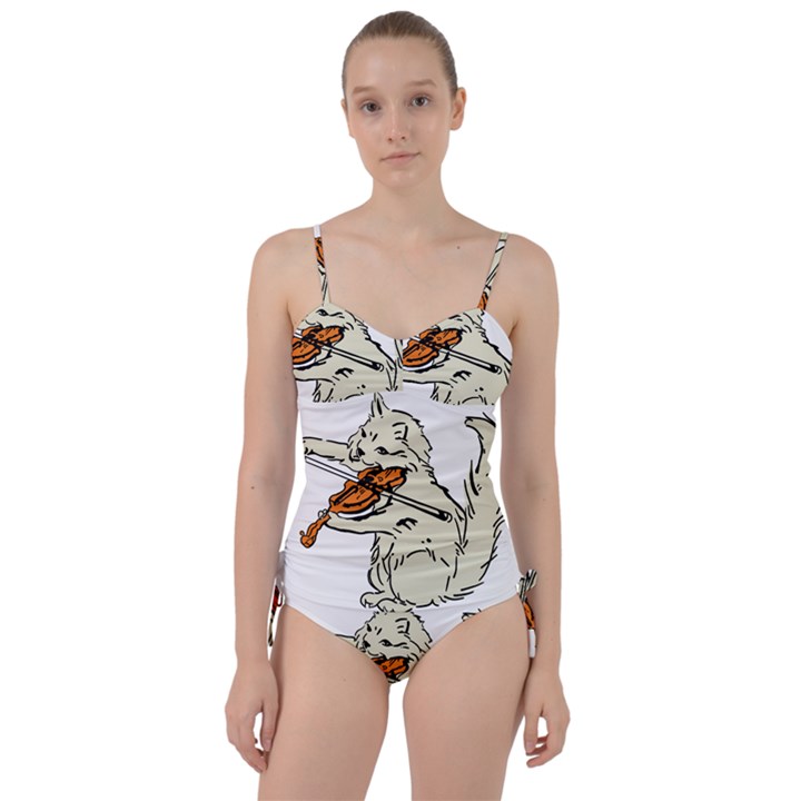 Cat Playing The Violin Art Sweetheart Tankini Set