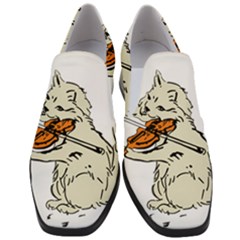 Cat Playing The Violin Art Women Slip On Heel Loafers by oldshool