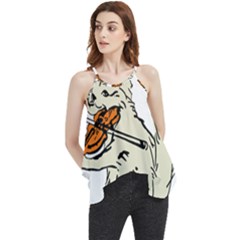 Cat Playing The Violin Art Flowy Camisole Tank Top by oldshool