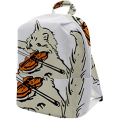 Cat Playing The Violin Art Zip Up Backpack