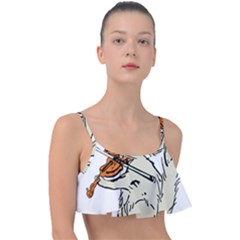 Cat Playing The Violin Art Frill Bikini Top