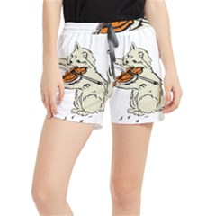 Cat Playing The Violin Art Women s Runner Shorts by oldshool