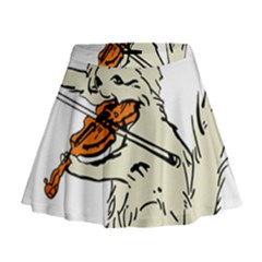 Cat Playing The Violin Art Mini Flare Skirt by oldshool