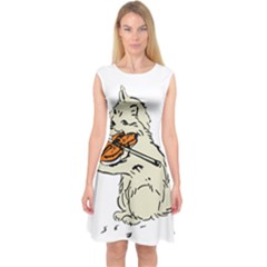 Cat Playing The Violin Art Capsleeve Midi Dress by oldshool