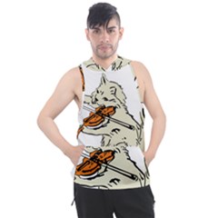 Cat Playing The Violin Art Men s Sleeveless Hoodie by oldshool