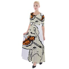 Cat Playing The Violin Art Half Sleeves Maxi Dress by oldshool