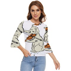 Cat Playing The Violin Art Bell Sleeve Top