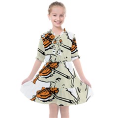 Cat Playing The Violin Art Kids  All Frills Chiffon Dress by oldshool