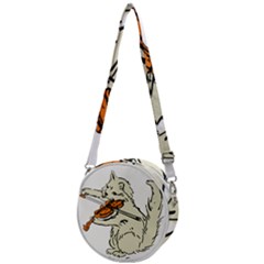 Cat Playing The Violin Art Crossbody Circle Bag by oldshool