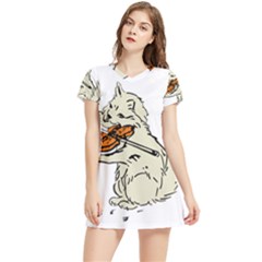 Cat Playing The Violin Art Women s Sports Skirt