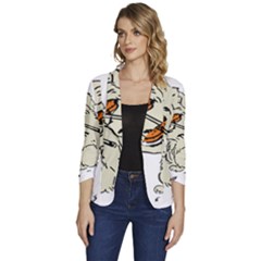 Cat Playing The Violin Art Women s One-button 3/4 Sleeve Short Jacket by oldshool