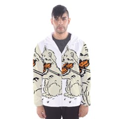 Cat Playing The Violin Art Men s Hooded Windbreaker