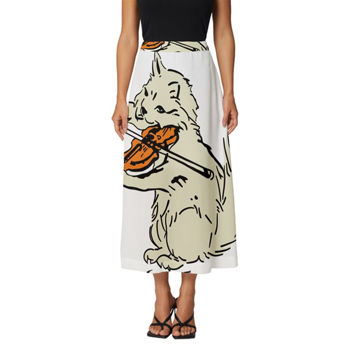 Cat Playing The Violin Art Classic Midi Chiffon Skirt