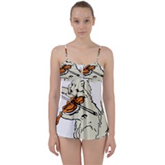 Cat Playing The Violin Art Babydoll Tankini Set