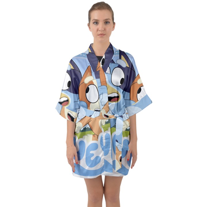 Bluey Shirt, Bluey Bingo Shirt, Bluey T-shirt, Bluey Adult Shirt, Bluey Tee Bluey Birthday Shirt, Bl Half Sleeve Satin Kimono 