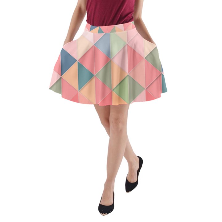 Background Geometric Triangle A-Line Pocket Skirt