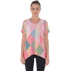 Background Geometric Triangle Cut Out Side Drop Tee by Semog4