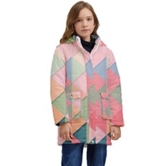 Background Geometric Triangle Kid s Hooded Longline Puffer Jacket by Semog4