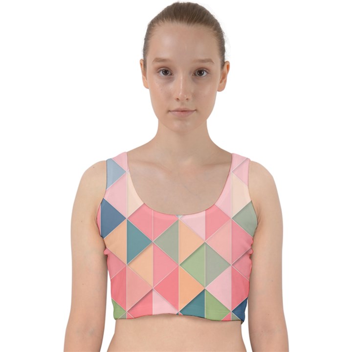 Background Geometric Triangle Velvet Racer Back Crop Top