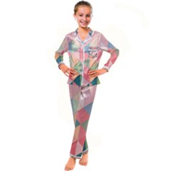 Background Geometric Triangle Kid s Satin Long Sleeve Pajamas Set by Semog4