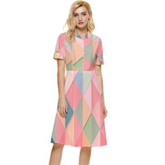 Background Geometric Triangle Button Top Knee Length Dress by Semog4