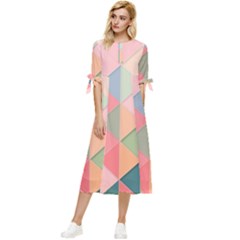 Background Geometric Triangle Bow Sleeve Chiffon Midi Dress by Semog4