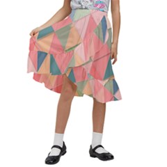 Background Geometric Triangle Kids  Ruffle Flared Wrap Midi Skirt by Semog4