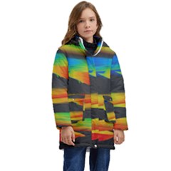 Colorful Background Kid s Hooded Longline Puffer Jacket by Semog4