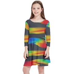 Colorful Background Kids  Quarter Sleeve Skater Dress by Semog4