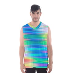 Wave Rainbow Bright Texture Men s Basketball Tank Top by Semog4