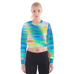 Wave Rainbow Bright Texture Cropped Sweatshirt by Semog4