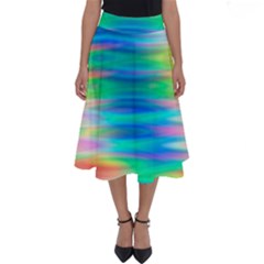 Wave Rainbow Bright Texture Perfect Length Midi Skirt by Semog4