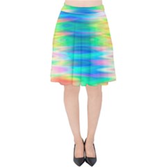 Wave Rainbow Bright Texture Velvet High Waist Skirt