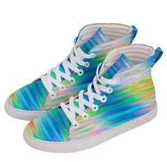 Wave Rainbow Bright Texture Men s Hi-top Skate Sneakers by Semog4