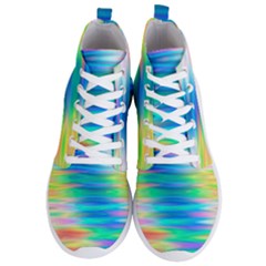 Wave Rainbow Bright Texture Men s Lightweight High Top Sneakers by Semog4