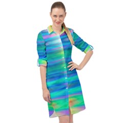 Wave Rainbow Bright Texture Long Sleeve Mini Shirt Dress by Semog4