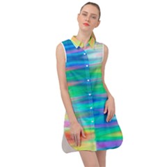 Wave Rainbow Bright Texture Sleeveless Shirt Dress by Semog4