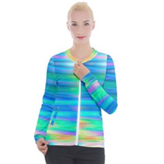 Wave Rainbow Bright Texture Casual Zip Up Jacket by Semog4