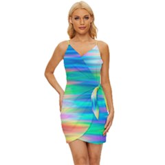 Wave Rainbow Bright Texture Wrap Tie Front Dress by Semog4