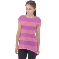 Pink Stripes Striped Design Pattern Cap Sleeve High Low Top