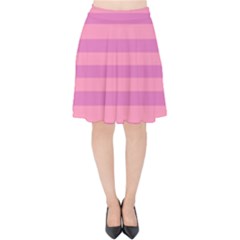 Pink Stripes Striped Design Pattern Velvet High Waist Skirt