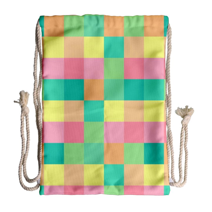 Checkerboard-pastel-squares- Drawstring Bag (Large)