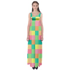 Checkerboard-pastel-squares- Empire Waist Maxi Dress by Semog4