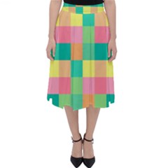 Checkerboard-pastel-squares- Classic Midi Skirt by Semog4