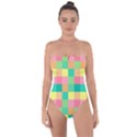 Checkerboard-pastel-squares- Tie Back One Piece Swimsuit View1