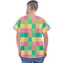 Checkerboard-pastel-squares- Men s V-Neck Scrub Top View2