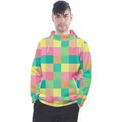 Checkerboard-pastel-squares- Men s Pullover Hoodie by Semog4