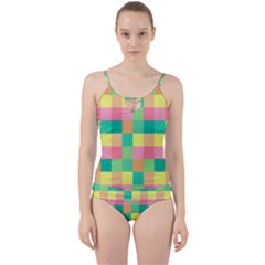 Checkerboard-pastel-squares- Cut Out Top Tankini Set by Semog4